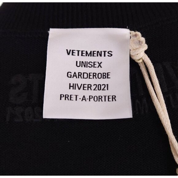 Vetements Logo Crewneck Knit Size M Mens Black Long Sleeve Sweater NWT - Picture 9 of 13